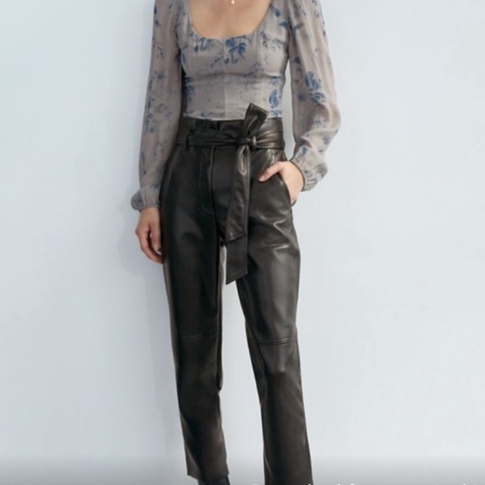 Wilfred High Tied Pant Faux Leather Pant from Aritzia